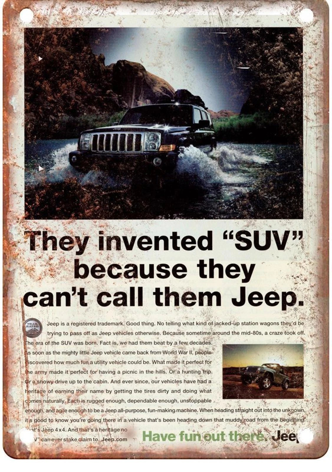 They Invented SUV Because They Can't Call Them Jeep Aluminum Sign — product artwork