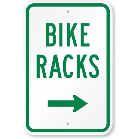 Bike Racks Right Aluminum Sign — product artwork