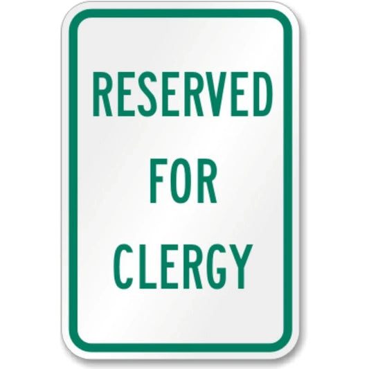 Clergy Reserved Parking Aluminum Sign — product artwork