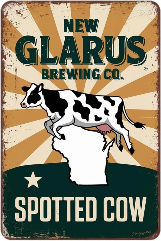 Spotted Cow Tin New Glarus Brewing Co Aluminum Sign — product artwork