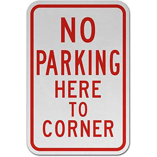 No Parking Area Specific Corner Warning Aluminum Sign — product artwork