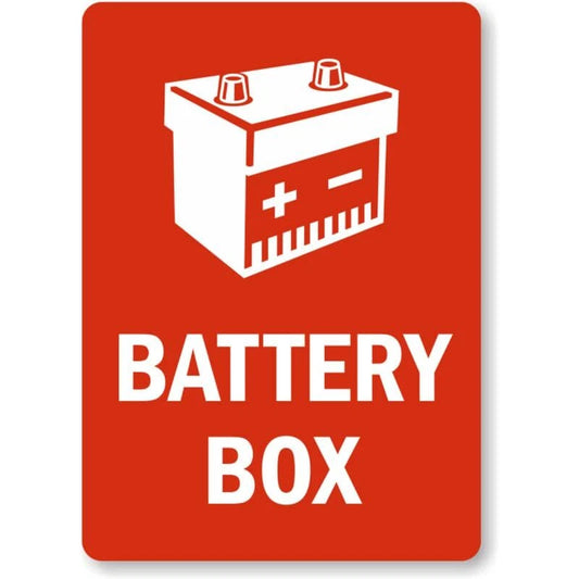 Battery Box with Battery Icon Aluminum Sign — product artwork