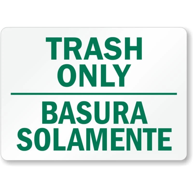Trash Bilingual Litter Aluminum Sign — product artwork