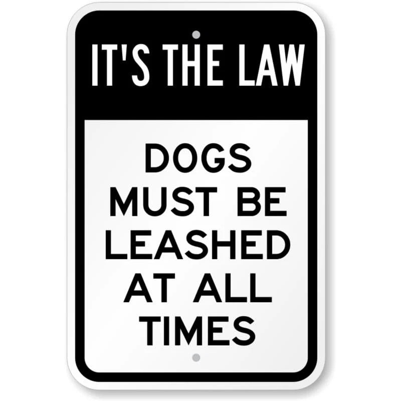 Leash Dogs Must Be Leashed Yard Aluminum Sign — product artwork
