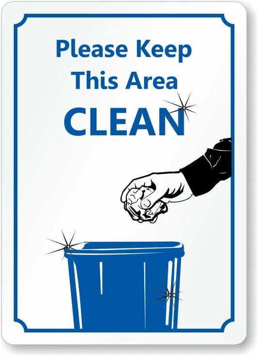Area Clean Courtesy Office Aluminum Sign — product artwork