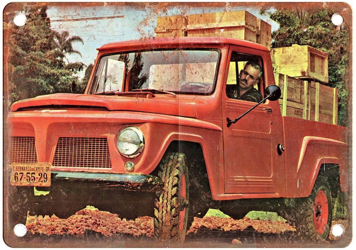 Willys Jeep Vintage Pickup Retro Auto Ad Aluminum Sign — product artwork