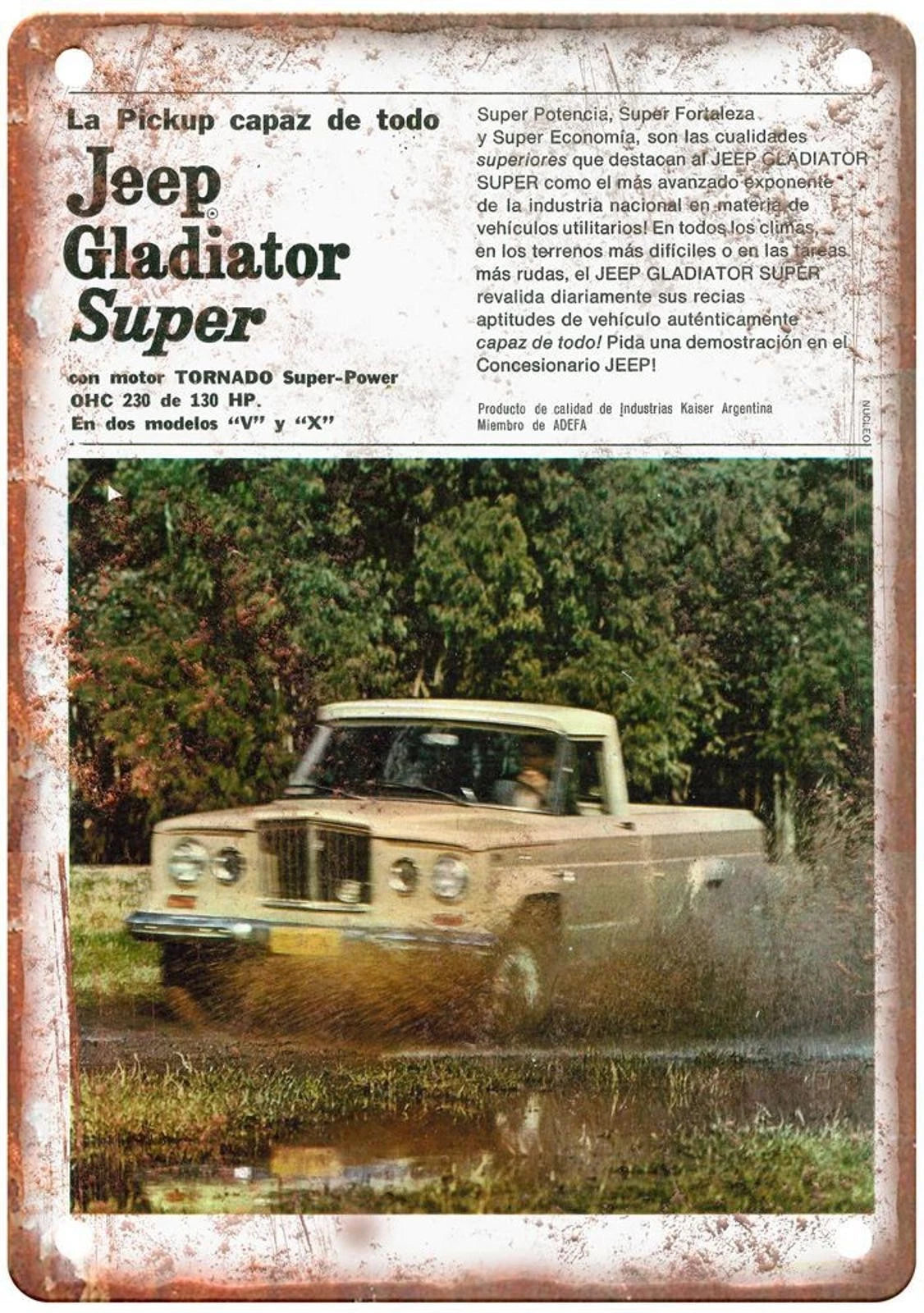 Jeep Gladiator Vintage 1966 Super Reproduction Aluminum Sign — product artwork