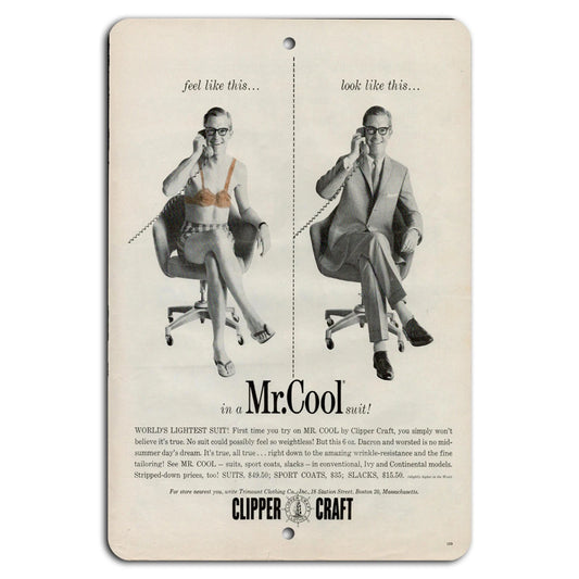 Vintage Mr Cool Suit Retro Style Aluminum Sign — product artwork