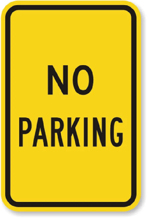 No Parking Black Border Yellow Aluminum Sign — product artwork