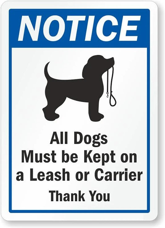 Dog Leash Notice Warning Aluminum Sign — product artwork