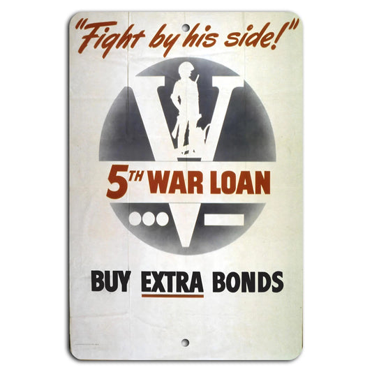 5th War Loan Vintage Patriotic Aluminum Sign — product artwork