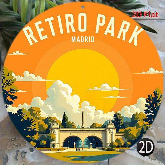 Funny Retiro Park Madrid Round Aluminum Sign — product artwork