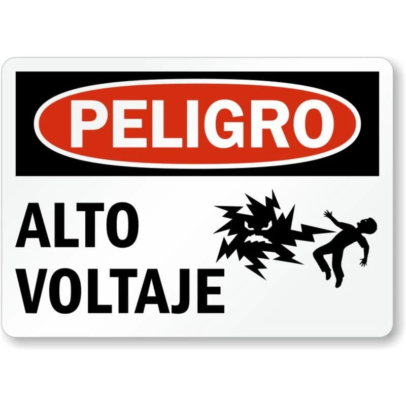 Spanish Peligro Alto Voltaje Aluminum Sign — product artwork