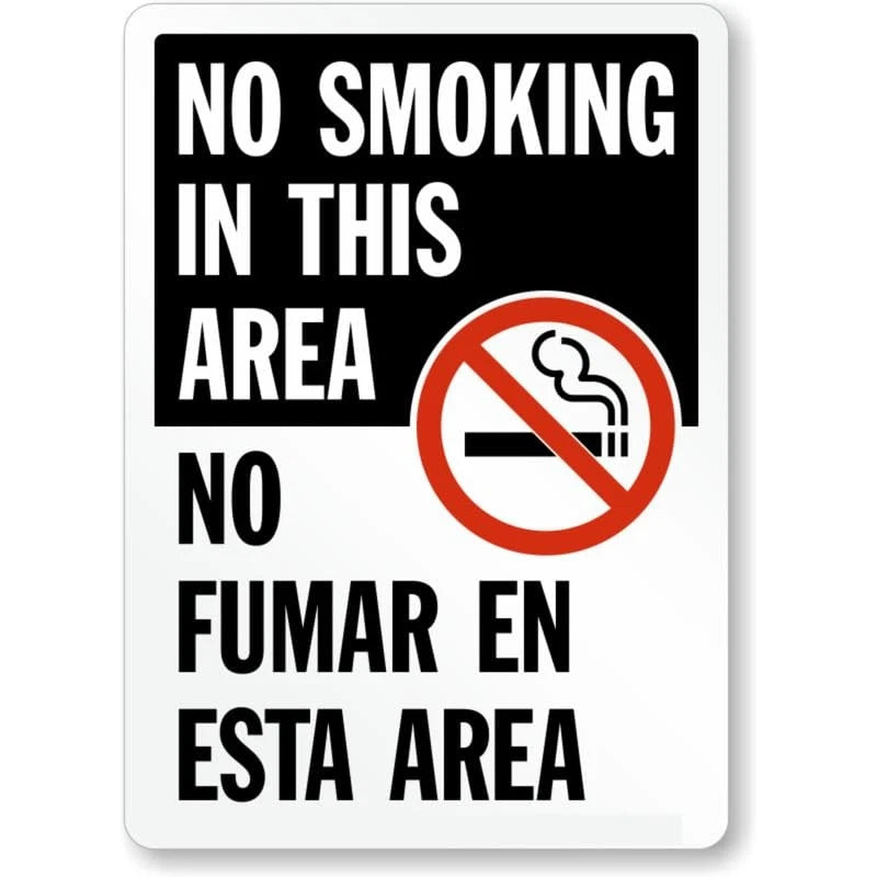No Smoking in This Area Bilingual Aluminum Sign — product artwork