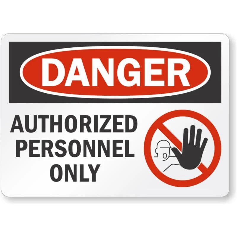 Danger Authorized Personnel Person Symbol Aluminum Sign — product artwork