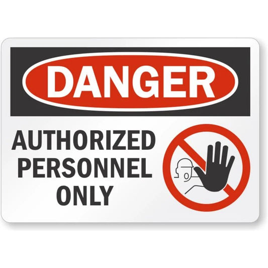 Danger Authorized Personnel Person Symbol Aluminum Sign — product artwork