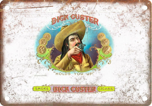 Dick Custer Cowboy Cigar Box Reproduction Aluminum Sign — product artwork