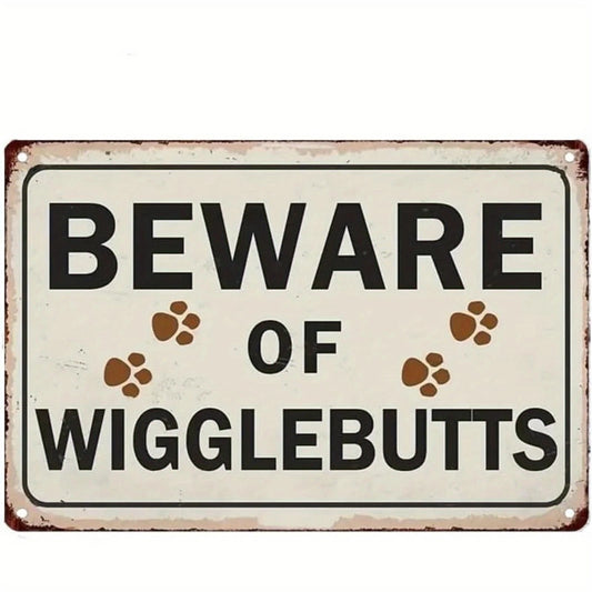 Dog Warning Funny Beware of Wigglebutts Gift Aluminum Sign — product artwork