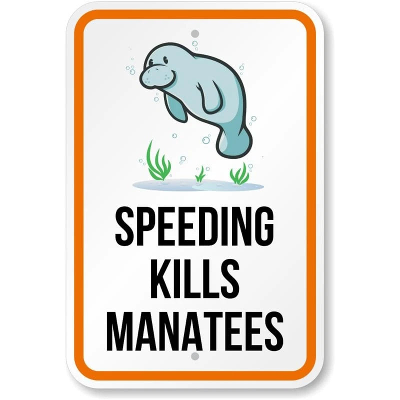 Speeding Kills Manatees Zone Aluminum Sign — product artwork