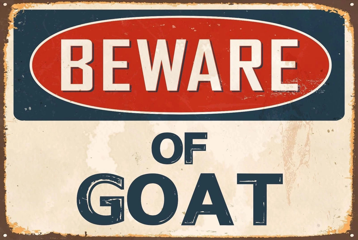 Novelty Sticker Tiger Beware of Goat Funny Aluminum Sign — product artwork