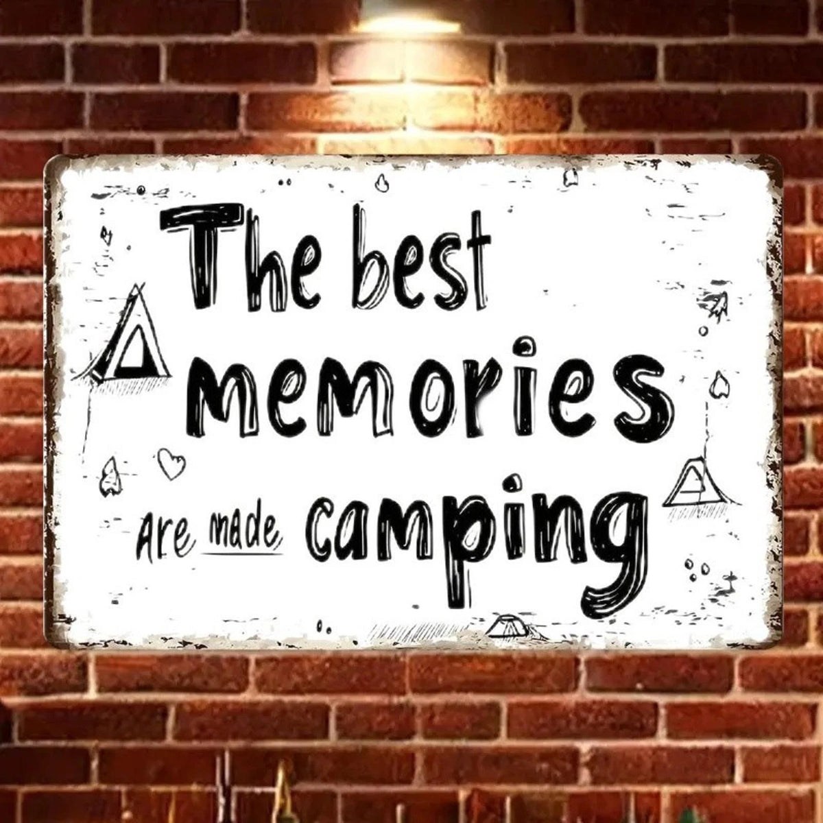 Vintage Camping Rustic White Black Funny Aluminum Sign — product artwork