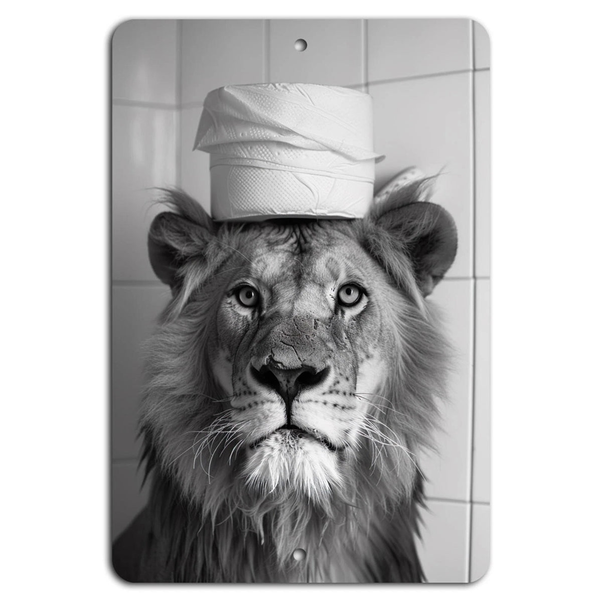 Bathroom Wall Lion King Humorous Aluminum Sign — product artwork