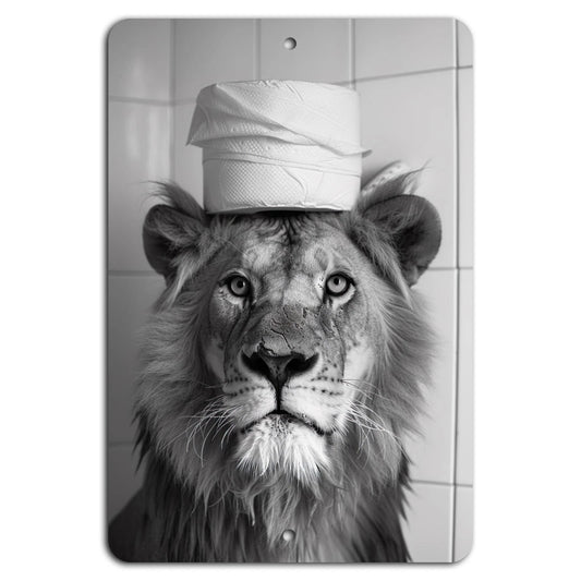 Bathroom Wall Lion King Humorous Aluminum Sign — product artwork