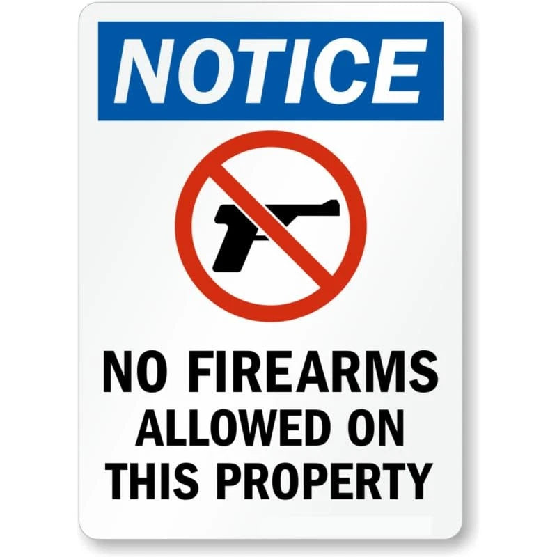 No Firearms Allowed Notice Aluminum Sign — product artwork
