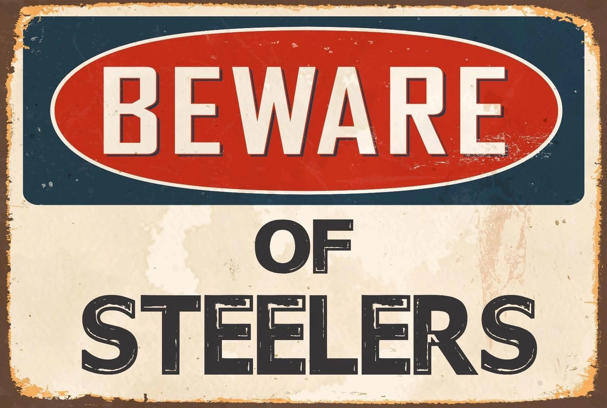 Novelty Beware of Steelers Funny Vintage Aluminum Sign — product artwork
