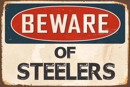 Novelty Beware of Steelers Funny Vintage Aluminum Sign — product artwork