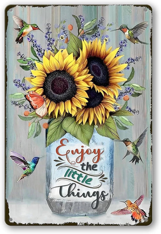 Sunflower Hummingbird Aluminum Sign — product artwork