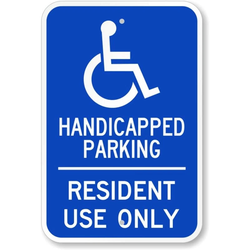Handicapped Parking for Resident Use Only Aluminum Sign — product artwork