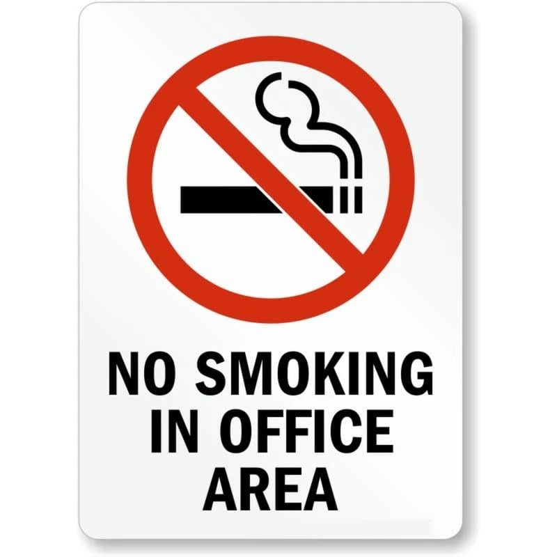 No Smoking Office Area Aluminum Sign — product artwork