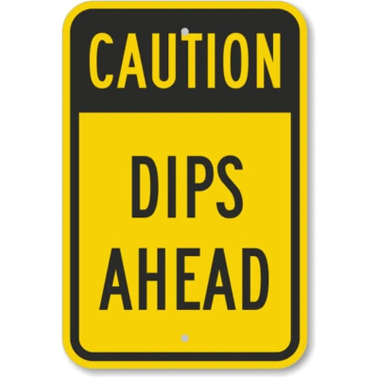Caution Dips Ahead Aluminum Sign — product artwork