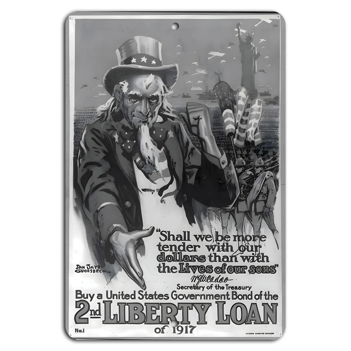 Liberty Loan Vintage WWI War Bonds Poster Art Aluminum Sign — product artwork