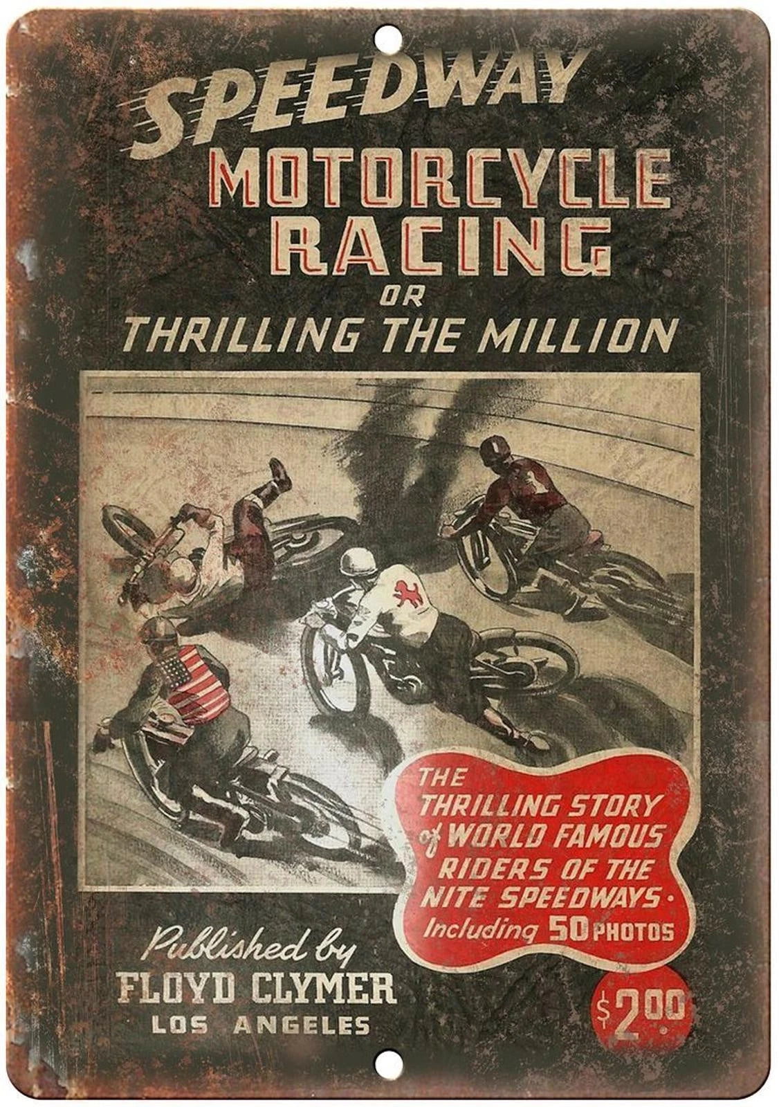 Motorcycle Racing Floyd Clymer Speedway Aluminum Sign — product artwork