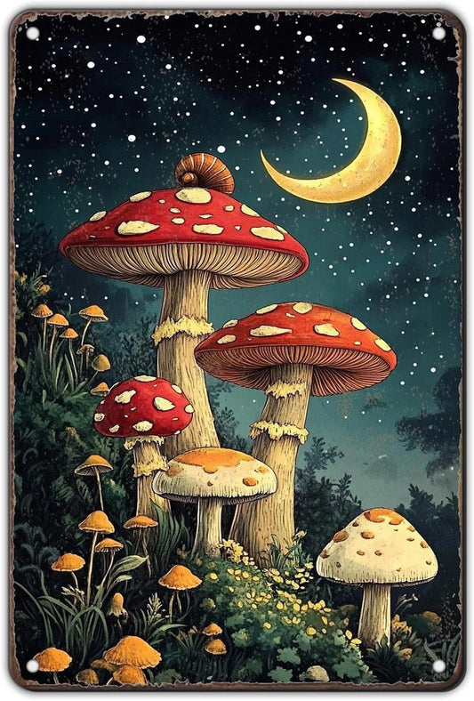 Vintage Mushroom Funny Bedroom Aluminum Sign — product artwork