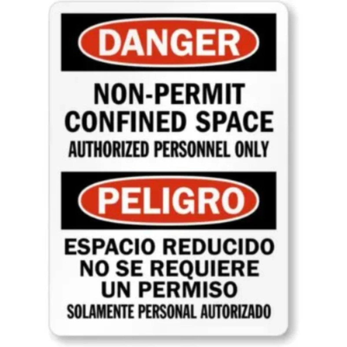 Bilingual Non-Permit Confined Space Aluminum Sign — product artwork