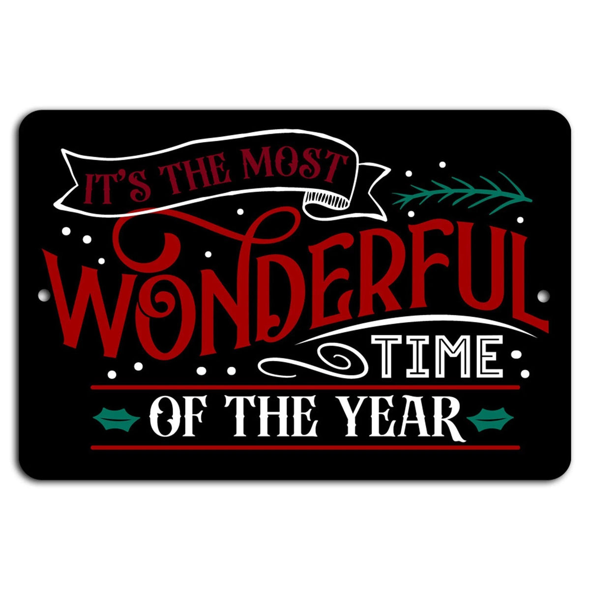 Festive Rustic Black Red Holiday Aluminum Sign — product artwork