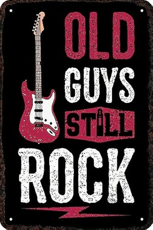 Vintage Old Guys Still Rock Funny Aluminum Sign — product artwork