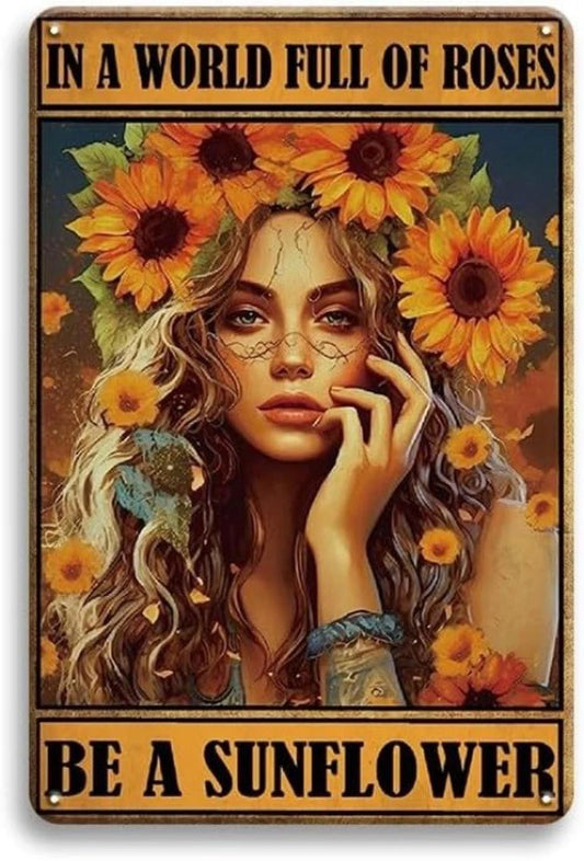 Vintage Sunflower Funny Aluminum Sign — product artwork