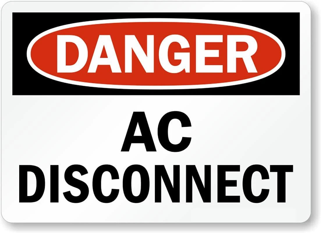 AC Disconnect Danger Safety Aluminum Sign — product artwork