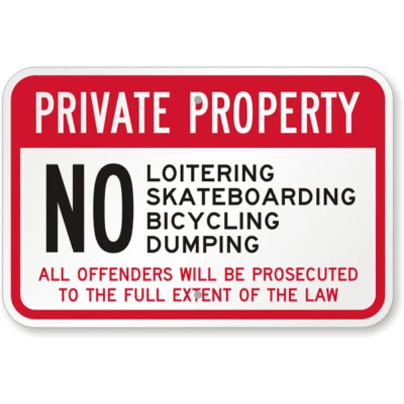 No Loitering Skateboarding Aluminum Sign — product artwork