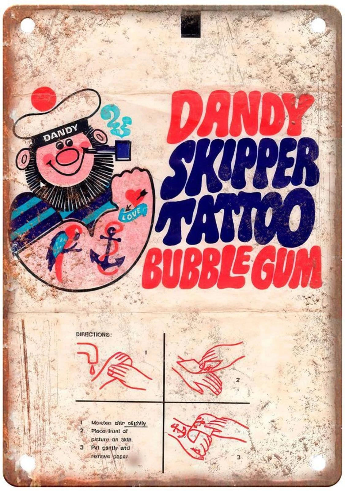 Dandy Skipper Tattoo Bubble Gum Aluminum Sign — product artwork
