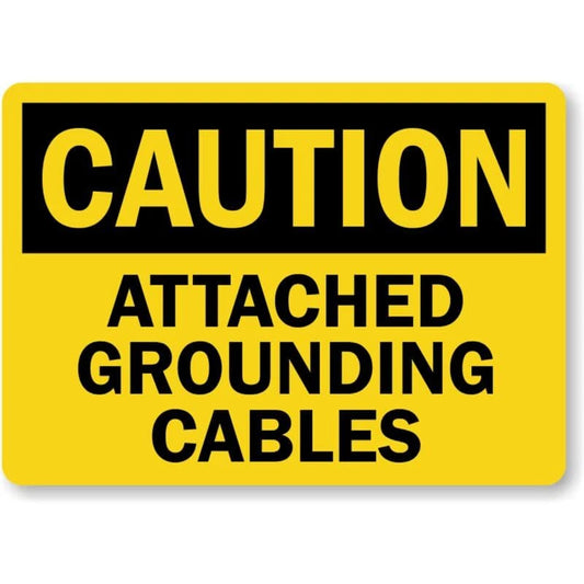 Attach Ground Cables Caution Aluminum Sign — product artwork