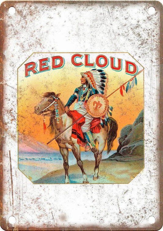 Cigar Box Red Cloud Reproduction Aluminum Sign — product artwork