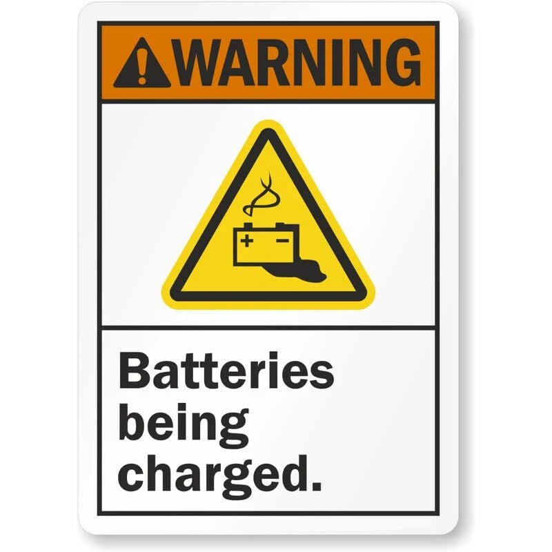 Batteries Being Charged Ansi Warning Aluminum Sign — product artwork
