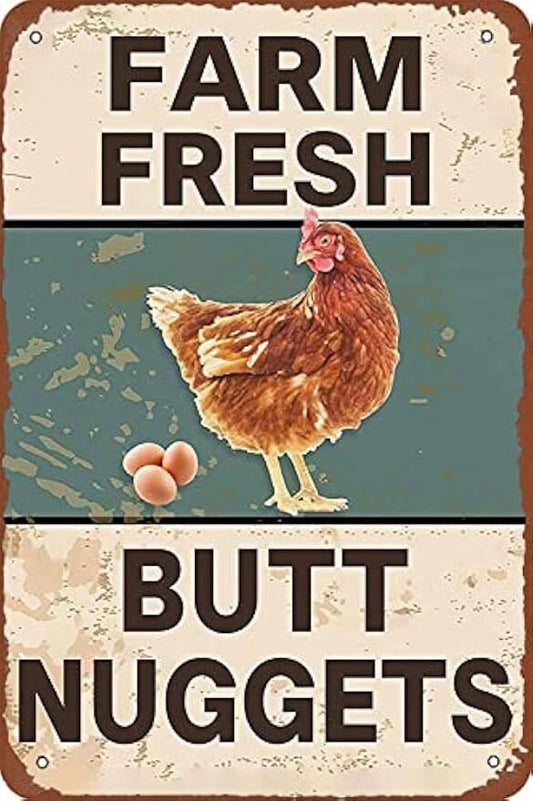Tin Farm Fresh Butt Nuggets Vintage Funny Aluminum Sign — product artwork