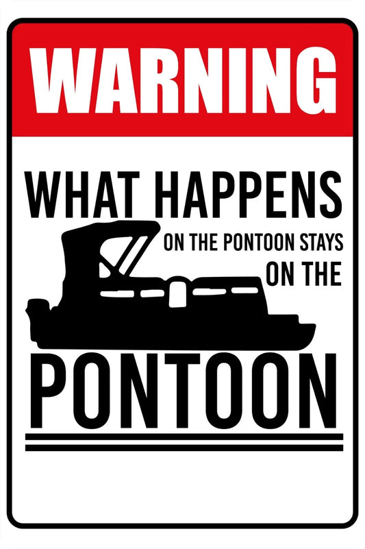 Funny What Happens on the Pontoon Aluminum Sign — product artwork