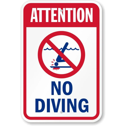 Attention No Diving Pool Safety Aluminum Sign — product artwork